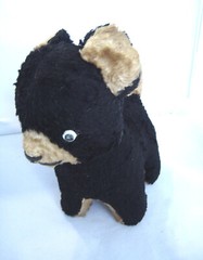 Black and Brown Plush Bear Standing on Four Paws Vintage 1940-50’s