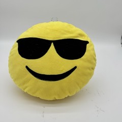 SMILEY FACE Emoticon EMOJI Sunglasses Yellow Round Pillow Size: 10″