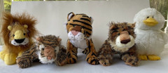 Webkinz Lot of 5 Lion HM006 Tiger HM032 Bengal HM166 Leopard HM031 Duck HM148