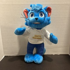 Bingo Blitz Plush Blitzy Blue Cat Online Game Promo Prize Happy Birthday Shirt