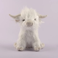 Highland Cow White 10 Inch Stuffed Animals Toddler Plush Toys Kids Dolls Gifts
