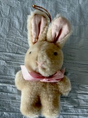 Vintage Easter Bunny Rabbit Plush Ornament Miniature 4” F1