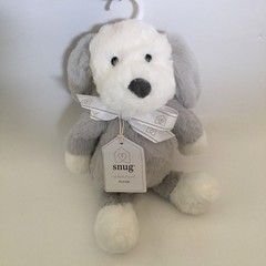 NEW Snug 12” Plush Puppy Dog Soft Baby Toy Gray White Stuffed Animal Baby Gift