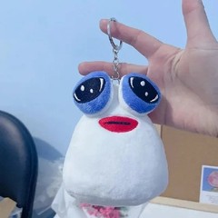 Mr Pou Alien White 4 Inch Stuffed Animal Plush Dolls Keychains Pendants Lanyards