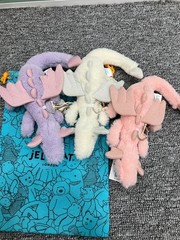 Cute Jellycat Dragon Plush 3PCS Bag Charm Set White Pink Purple Keychain NWT