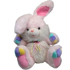 TB Trading Pink Easter Bunny Plush Stuffed Animal Long Hair Pastel Rainbow Paws