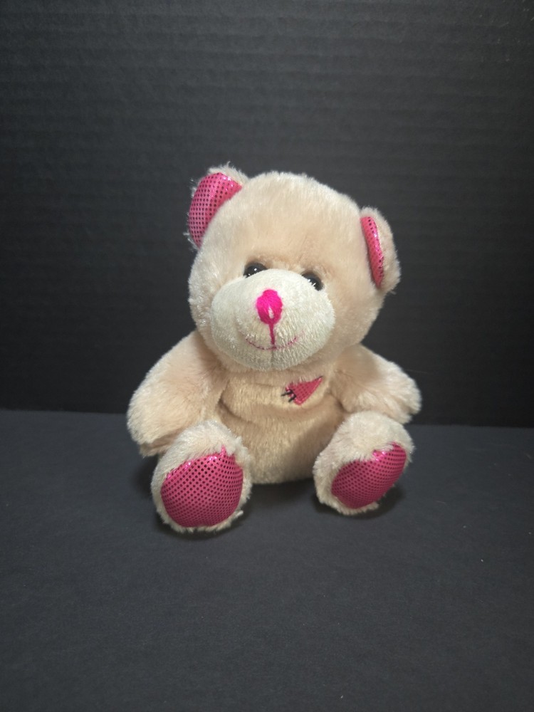 Pink Beige/Tan Teddy Bear Plush Stuffed Love Animal Toy Heart Valentine’s Day 💗