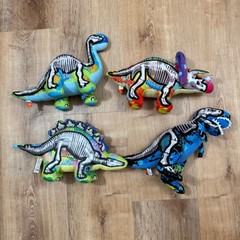 Wild Republic Dinosaur Plush Lot 4 Graffiti Skeleton TRex Triceratop Stegosaurus