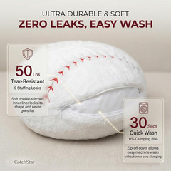 3D Baseball Plush Pillow for Boys – Soft, Tear-Resistant, Washable Throw Toy 18