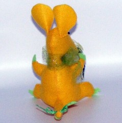 Cute Rat, Mouse, 7″Tall, Handmade, Felt, Yellow with a Green Tummy, Beaded Eyes