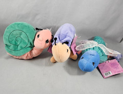 3 Precious Moments Tender Tails Vintage Plush Snail, Dragonfly & Bug w/Tag NOS