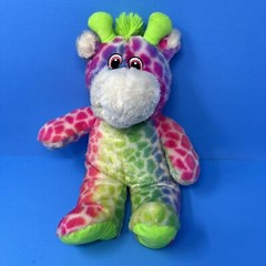 Kellytoy Rainbow Giraffe Plush Stuffed Animal Zoo 15in. Toy 2017 Neon Multicolor