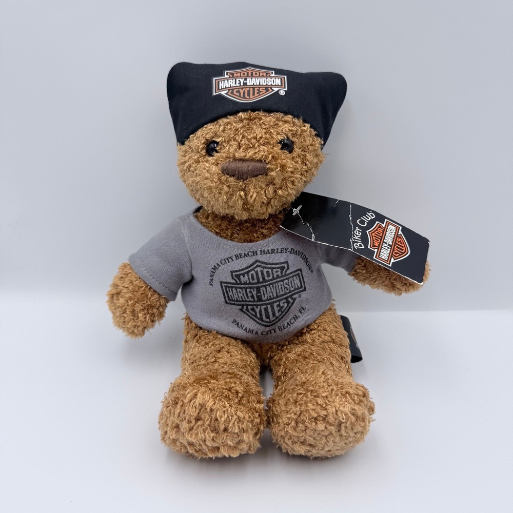Harley-Davidson Biker Teddy Bear Panama City Beach FL Plush Bandana NWT 10″
