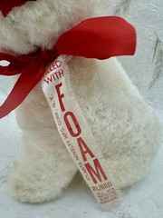 Vintage 1950’s Atlanta Novelty 11” Plush White Red Mouse Mohair & Front Tag RARE