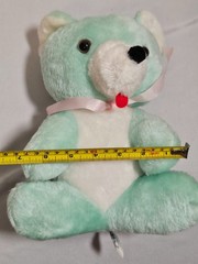 Acme VTG Plush Teddy Bear Mint Green Pink Bow Cub Stuffed 11″ Tall – USA