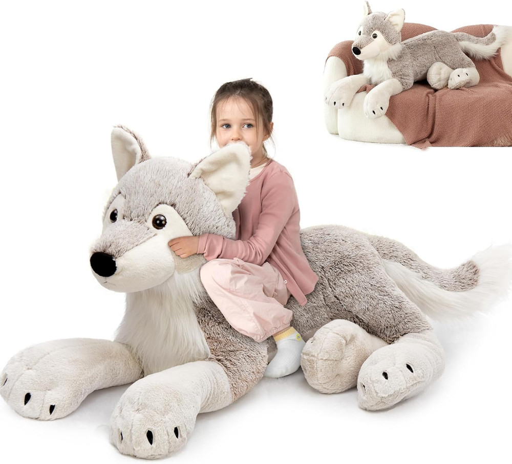 Large Wolf Stuffed Animal for Boy, Giant Wolf Plush Toy for Girl, Stuffy Coyote