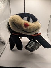 Fiesta Black Furry Spider Tarantula with mean eyes & red nose Stuff Plush Animal