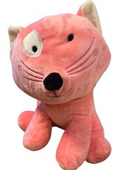 Dan Dee Pink Cat Kitten Plush Toy Embroidered Heart Paw Sewn Eyes Sitting 11″