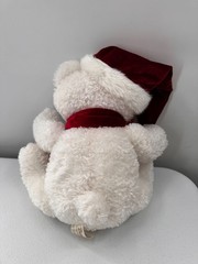 Dan Dee Collectors Choice Christmas Teddy Bear Santa Hat & Scarf 16″ White Plush
