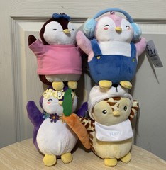 Set Of 4 Pudgy Penguins Bow Sweater Penguin Plush Buddy Collectible Soft Toy NEW