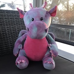 Big Dragon Purple Pink Tie Dye Soft Plushie Plush Stuffed Toy – 15” Tall