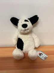 Jellycat London Bashful Dog Black & White Plush Puppy Stuffed Animal 7″ NWT