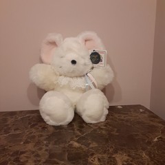 soft and cuddly chrisha creations playful pluch teddy bear white with lace 1988