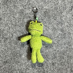 Green Frog Plush Keychain Sherpa Textured Bag Charm with Bell 6 Inch