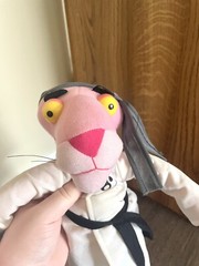 RARE 18” Pink Panther – Karate Outfit Plush Doll – NANCO, Poseable Arms and Legs