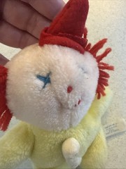 Vintage Eden Pastel Yellow Clown Plush Stuffed Animal Bell Rattle Sleeping Hat