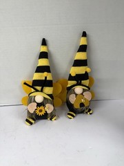 Pair Of Gnome Bee Plush Flower House Decorative Stuffed 11.5″ Dwarf Decor Summer