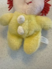 Vintage Eden Pastel Yellow Clown Plush Stuffed Animal Bell Rattle Sleeping Hat