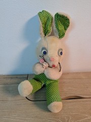 Vintage 1964 Holiday Fair ? EASTER BUNNY RABBIT Plush JAPAN 10″ TALL STUFFED