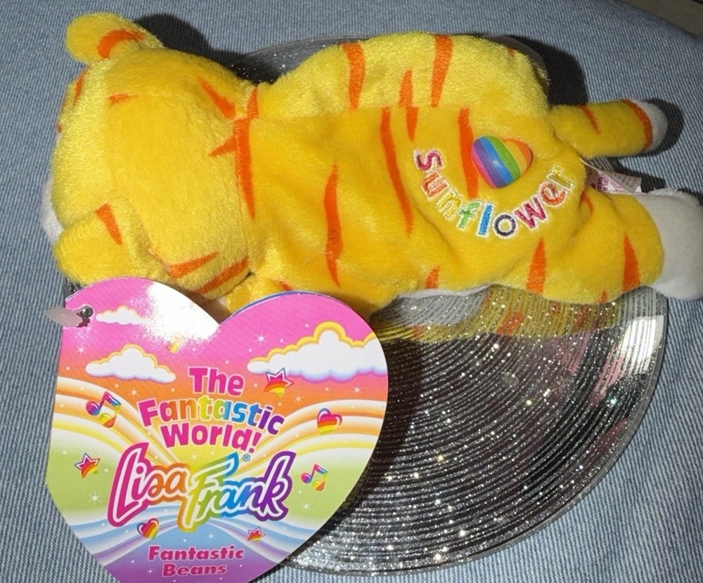 1998 Lisa Frank Fantastic Beans Sunflower Cat Kitten Plush With Tags EF970
