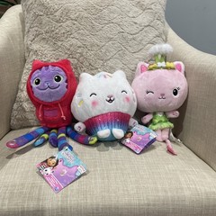 Gabby’s Dollhouse Lot of 3 Plush Gabby Cakey Cat Kitty Fairy DJ Catnip Toys