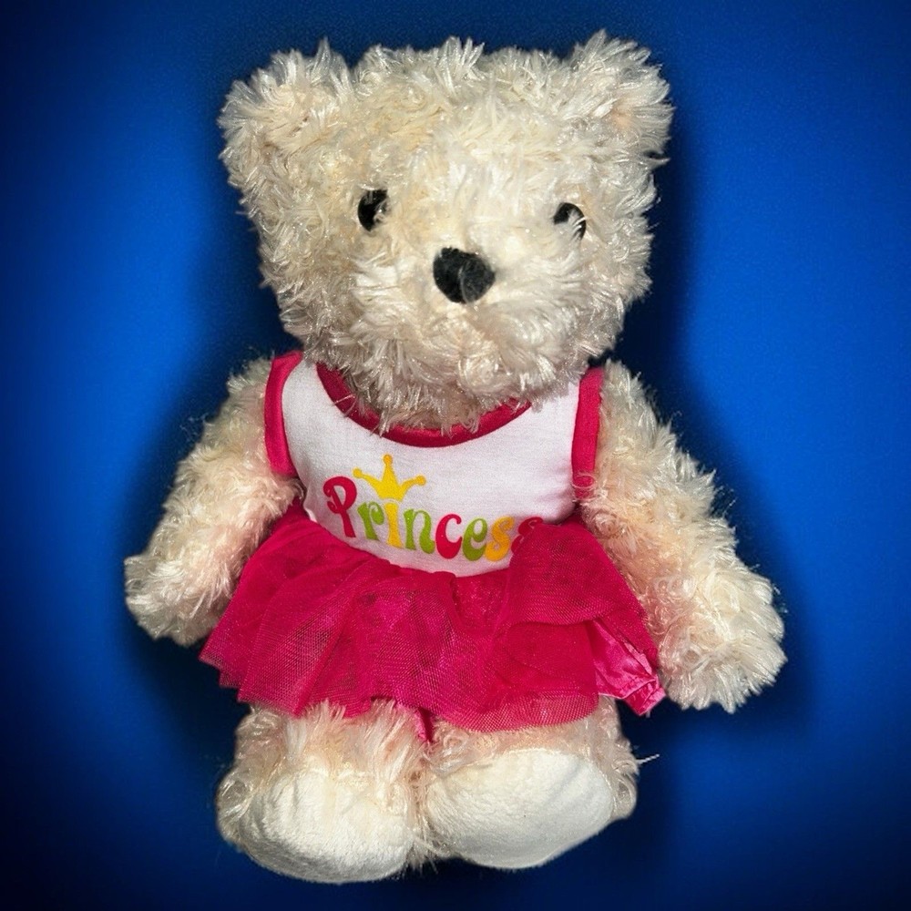 Dan Dee Princess Pink Dress Teddy Bear 17″ Cream Swirl Plush Stuffed Soft Toy