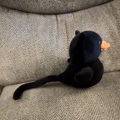 Black Cat Plush Stuffed Animal, Black Orange Nose, Small 6-14 in, Long Tail