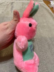 Vintage Soft Things Pink and Blue Jumpy Bunny Bunny Stuffed Animal