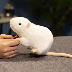 Hot Extra Soft Real Life White Rat Plush Toys Realistic Mouse Stuffed Farm Anima