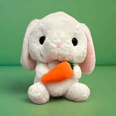 Bunny Rabbit Plush Stuffed Animal Holding Carrot, Small 6-14 in, Washable
