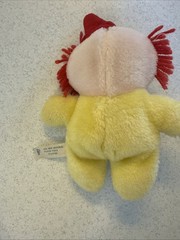 Vintage Eden Pastel Yellow Clown Plush Stuffed Animal Bell Rattle Sleeping Hat