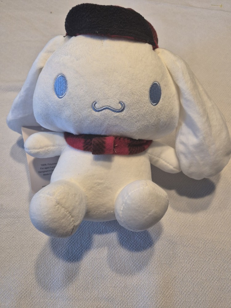 NWT Sanrio Cinnamoroll Plush Aoger Winter Plaid Hat Scarf Holiday 8” Rare
