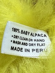 100% Baby Alpaca Yellow Stuffed Plush Animal Made In Peru 8”
