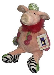 2003 Manhattan Toy Tip Toe Touche Madge Pink Plush Pig Zebra Shoes 14″