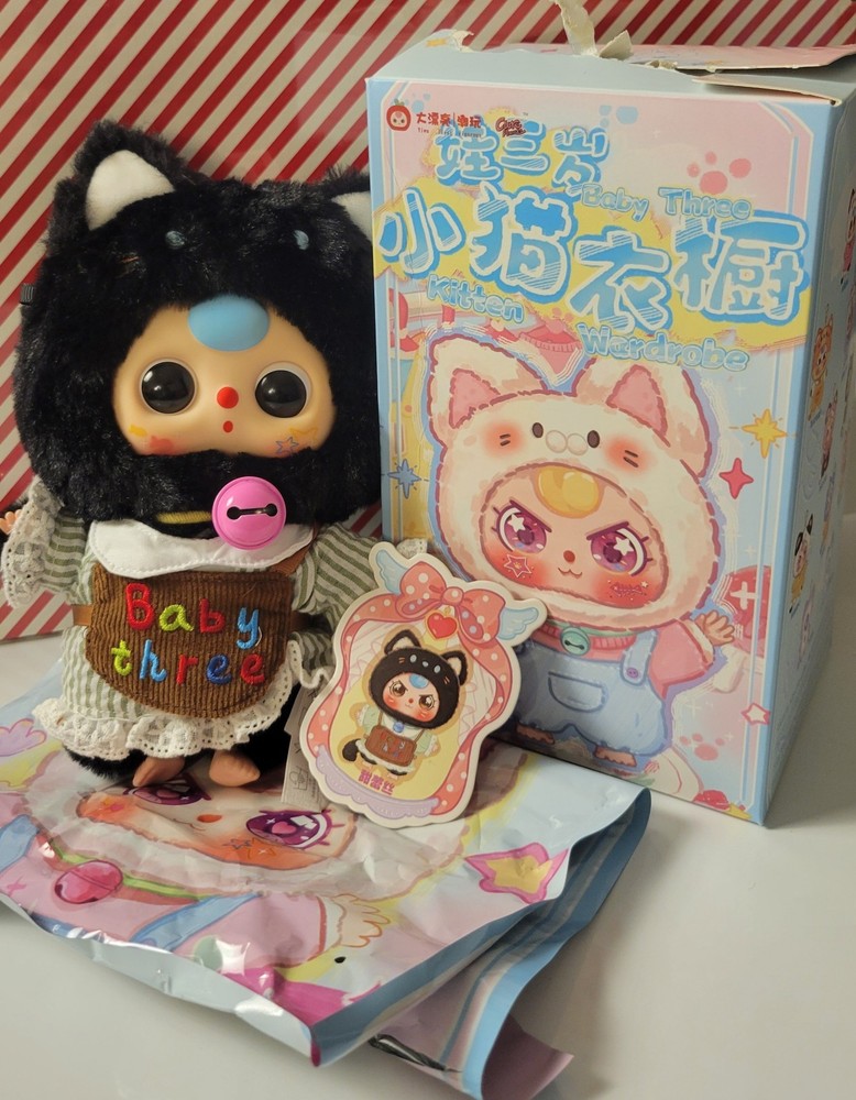 Baby Three Kitten Wardrobe Series Plush Figures Blind Box Confirmed BLACK CAT