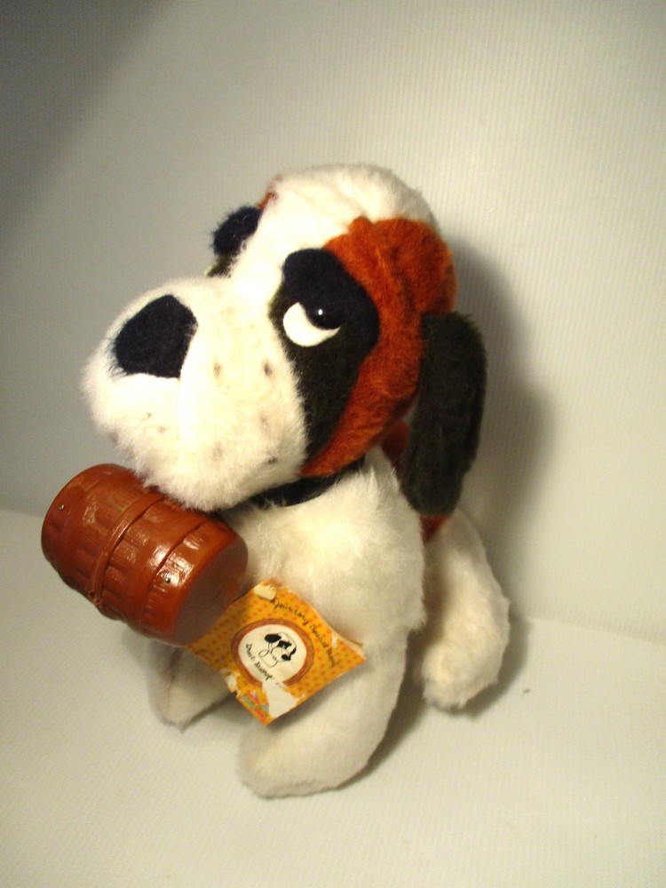 VINTAGE ANIMAL FAIR LARGE Great ST BERNARD DOG PUPPY Plush George W Tag 15″ High