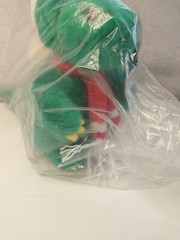 New Vintage Jinglesaurus Christmas Green Dinosaur Plush Santa Hat Scarf 7″ Seald