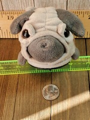Play Tek Fun Stuff Miniature 2 Tone Grey Plush PUG Dog 3″ T X 4.5″ T see details