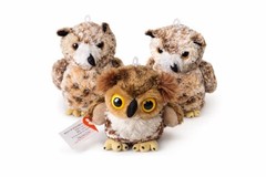 Set of 3 Plush Owl Stuffed Animals 7–8 in Brown Owl Soft Toy Decor Collectible