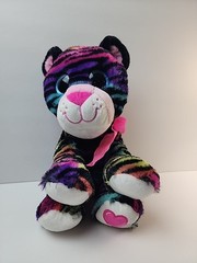 Hug Fun Rainbow Tiger Stripe Stuffed Animal 12″ Glitter Eyes Valentine